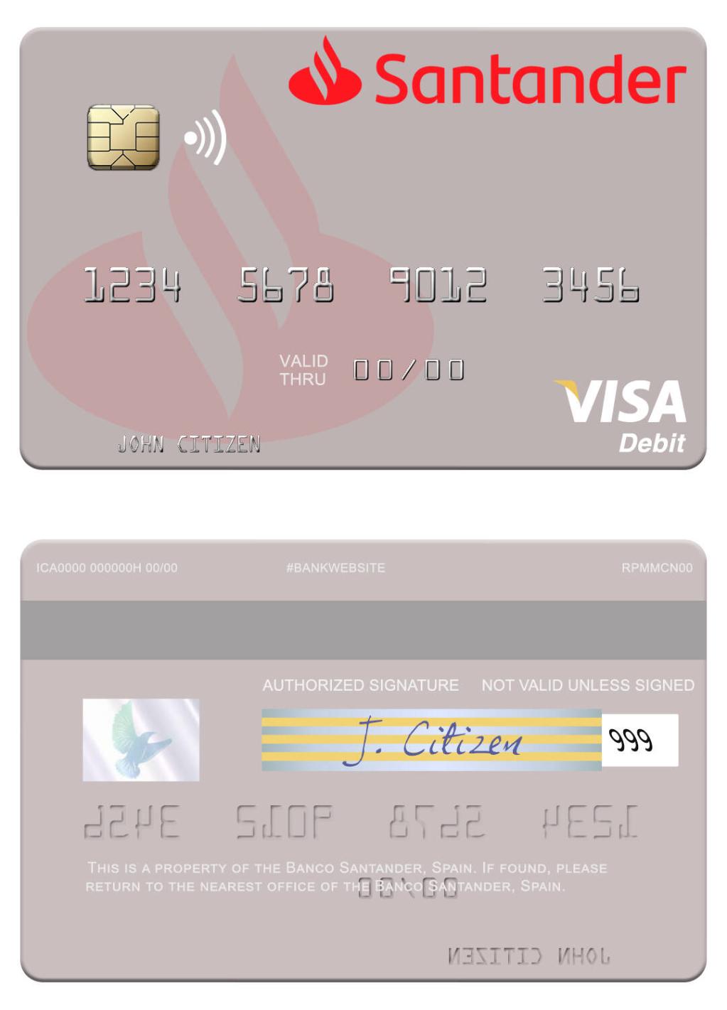 Spain Banco Santander visa debit card